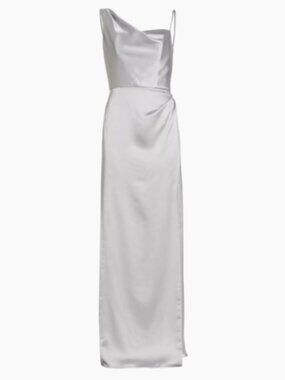 Amsale Draped Satin Gown, Platinum, size 12 - PERFECT for MOB or MOG